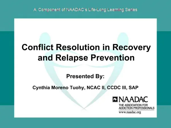 Conflict Resolution in Recovery and Relapse Prevention