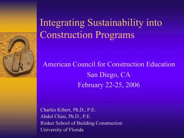 Integrating Sustainability into Construction Programs