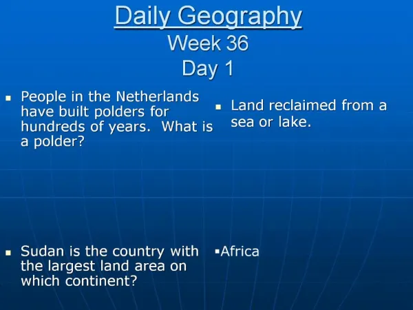 Daily Geography Week 36 Day 1