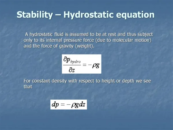 Stability Hydrostatic equation