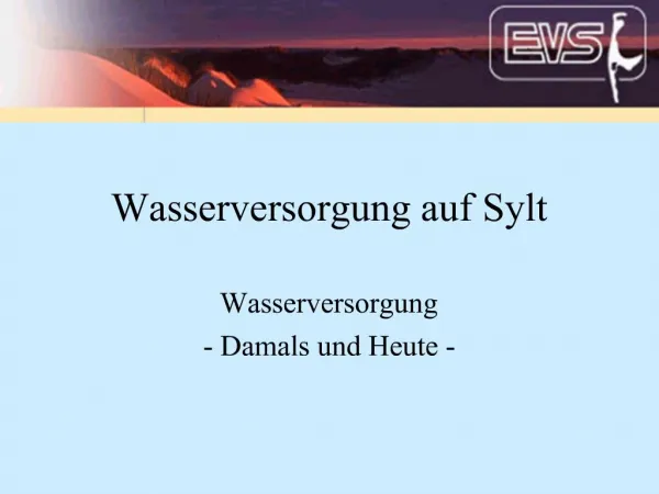 Wasserversorgung auf Sylt