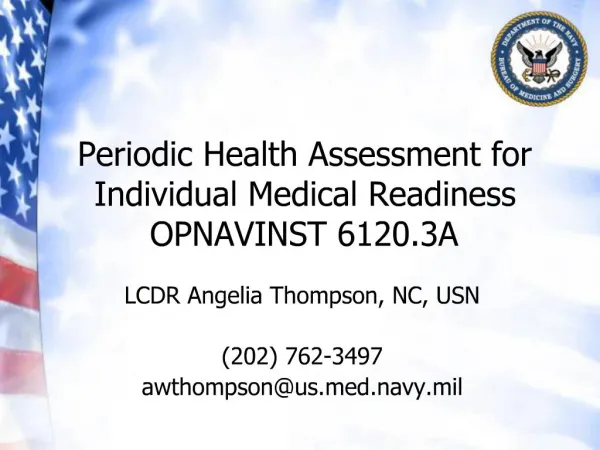Periodic Health Assessment for Individual Medical Readiness OPNAVINST 6120.3A