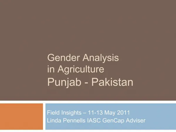 Gender Analysis in Agriculture Punjab - Pakistan