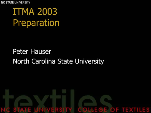 ITMA 2003 Preparation