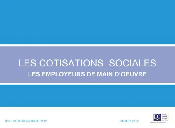 LES COTISATIONS SOCIALES