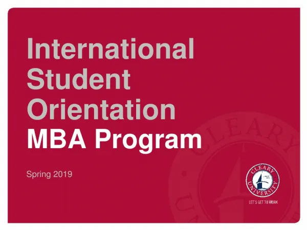International Student Orientation MBA Program