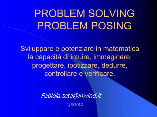 PROBLEM SOLVING PROBLEM POSING