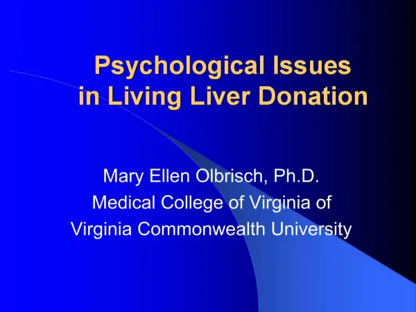 Psychological Issues in Living Liver Donation