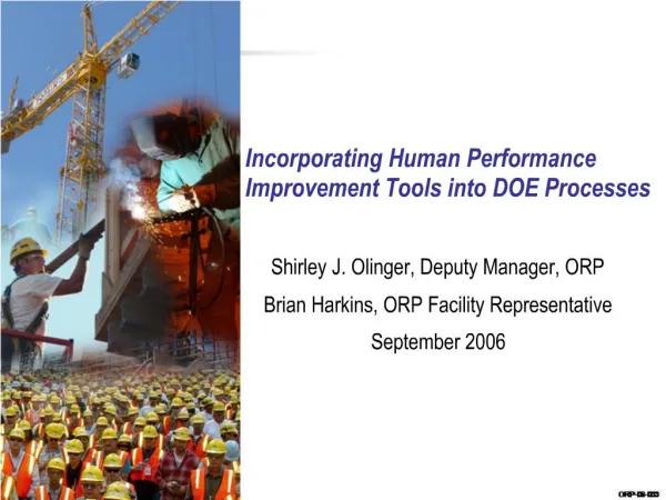 Incorporating Human Performance Improvement Tools into DOE Processes