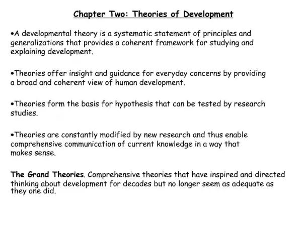 Chapter Two: Theories of Development