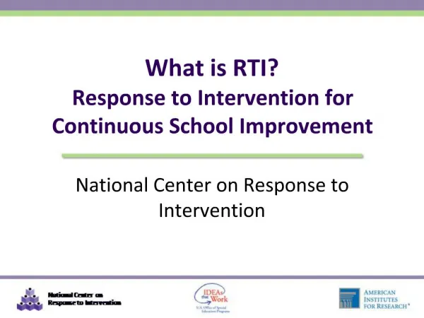 What is RTI Response to Intervention for Continuous School Improvement
