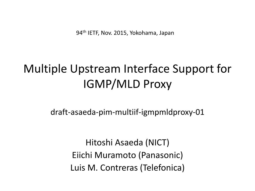 multiple upstream interface support for igmp mld proxy draft asaeda pim multiif igmpmldproxy 01