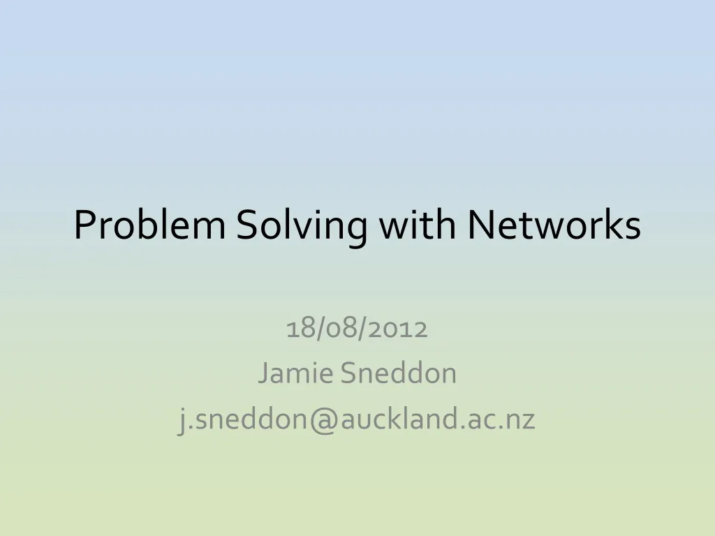 problem solving with networks
