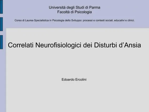 Universit degli Studi di Parma Facolt di Psicologia Corso di Laurea Specialistica in Psicologia dello Sviluppo: proce