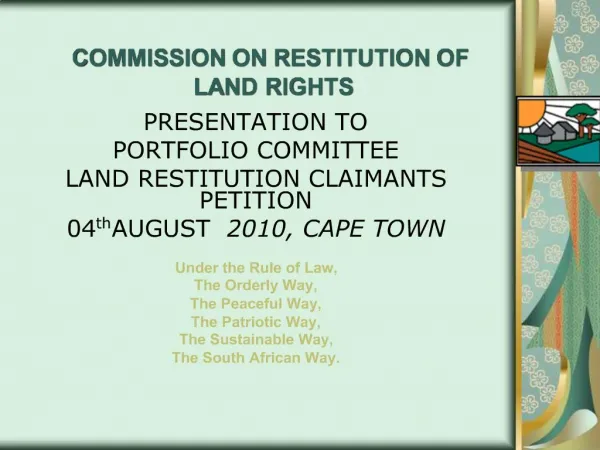 COMMISSION ON RESTITUTION OF LAND RIGHTS
