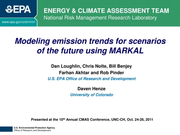 Modeling emission trends for scenarios of the future using MARKAL