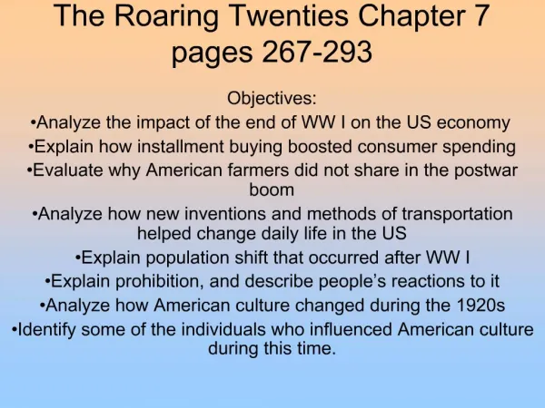 The Roaring Twenties Chapter 7 pages 267-293