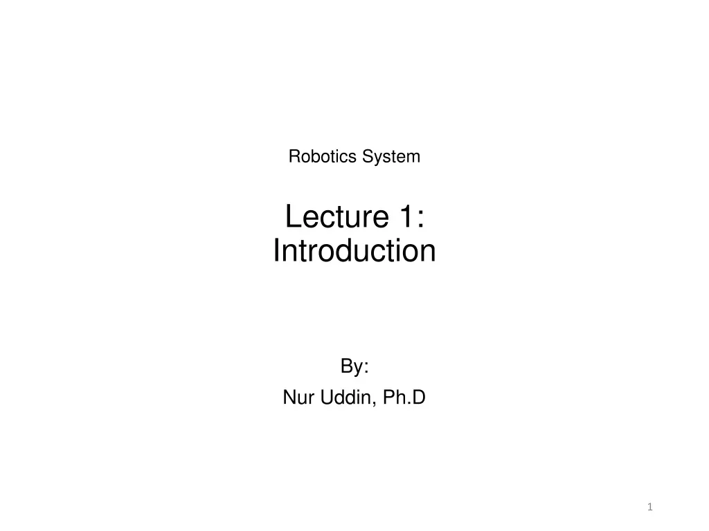 robotics system lecture 1 introduction