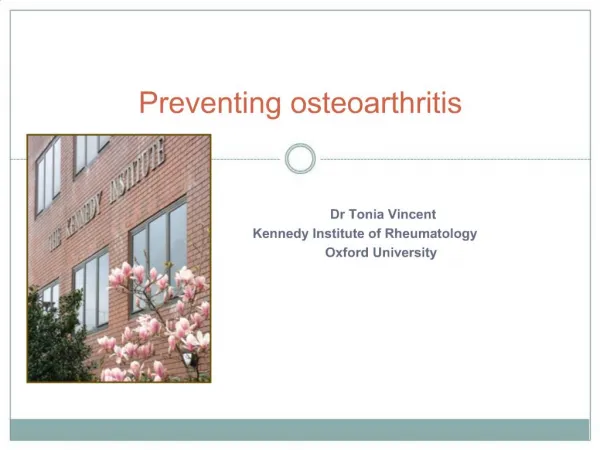 Preventing osteoarthritis
