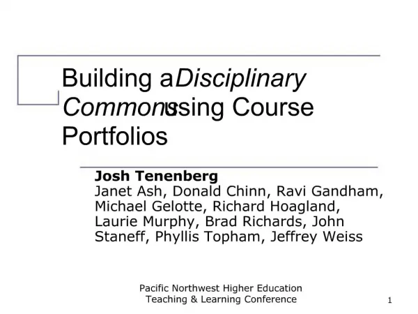 Building a Disciplinary Commons using Course Portfolios
