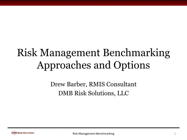 Risk Management Benchmarking Approaches and Options