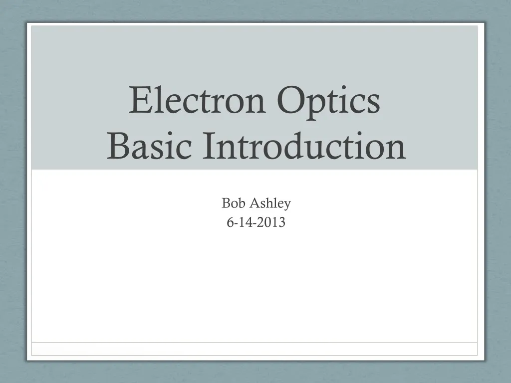 electron optics basic introduction