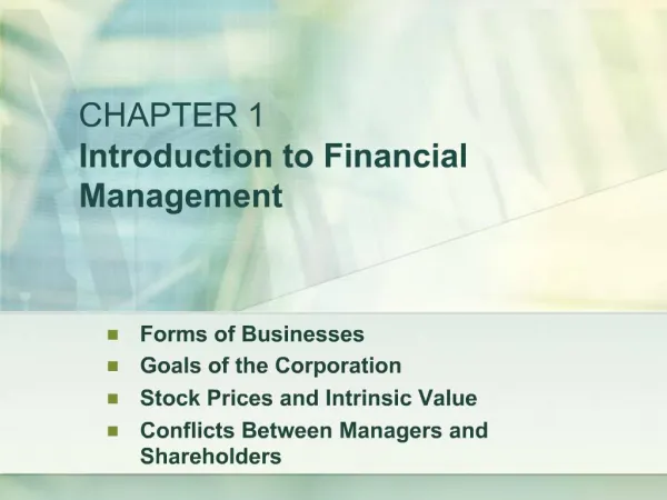 CHAPTER 1 Introduction to Financial Management