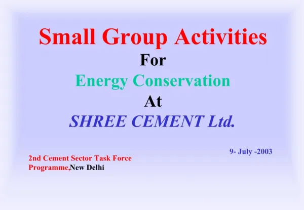 Small Group Activities For Energy Conservation At SHREE CEMENT Ltd.