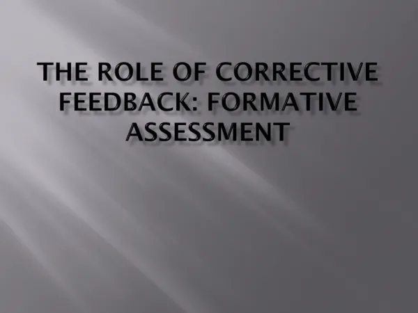 The role of corrective feedback: formative assessment