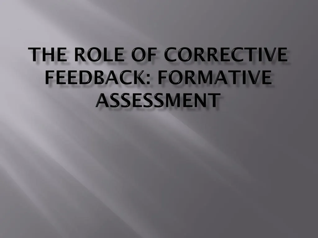 the role of corrective feedback formative assessment
