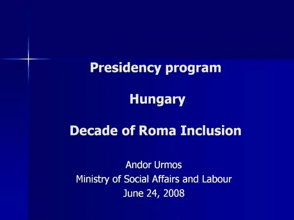 Presidency program Hungary Decade of Roma Inclusion