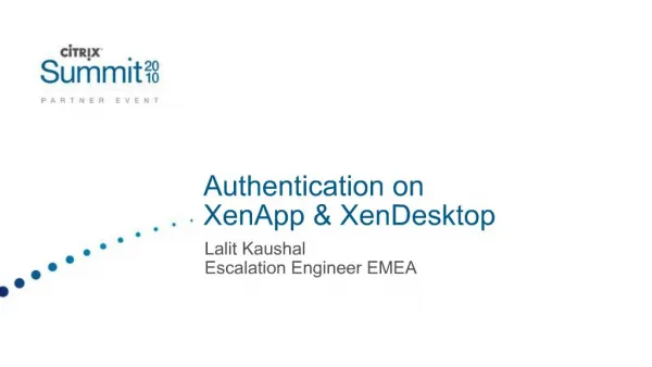 Authentication on XenApp XenDesktop