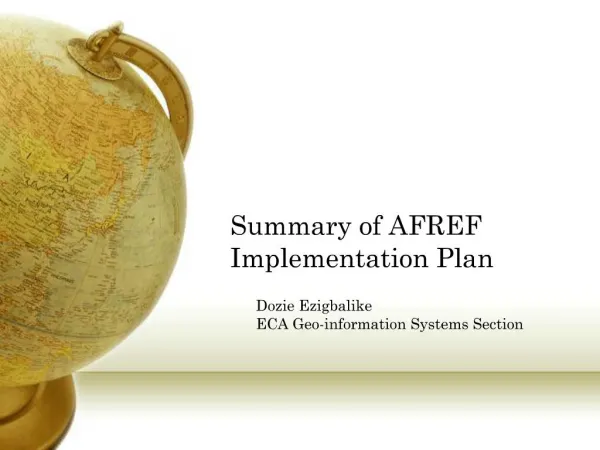 Summary of AFREF Implementation Plan