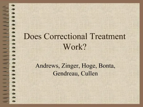 Does Correctional Treatment Work