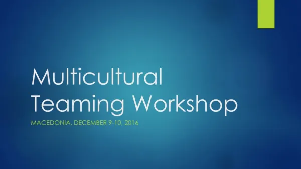 Multicultural Teaming Workshop