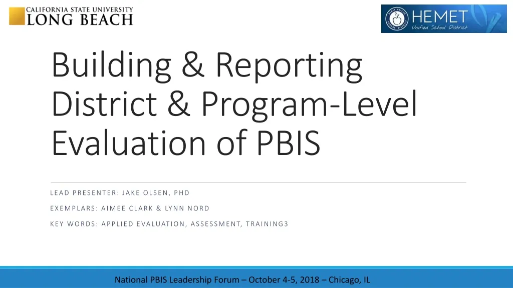 building reporting district program level evaluation of pbis