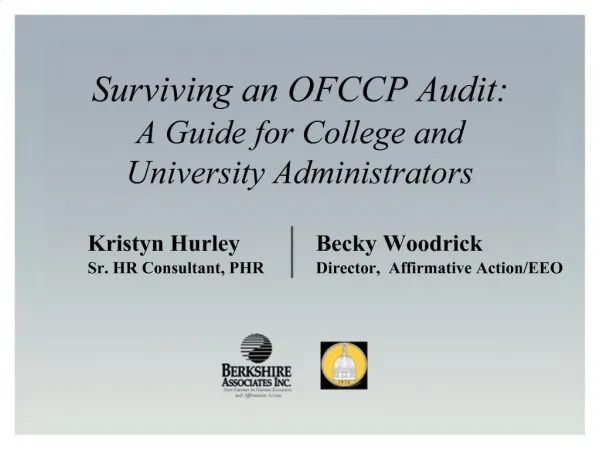 Surviving an OFCCP Audit: A Guide for College and University Administrators