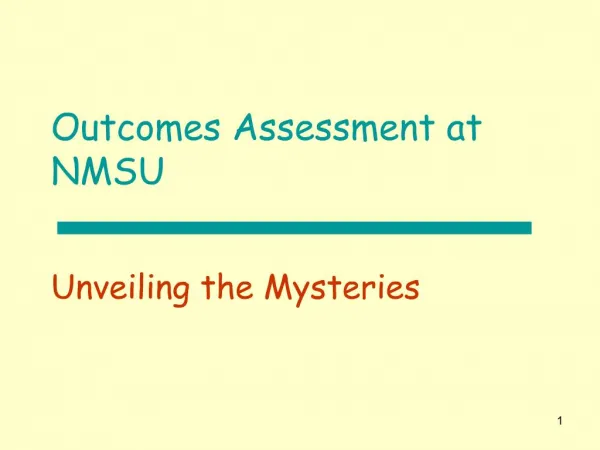 Outcomes Assessment at NMSU