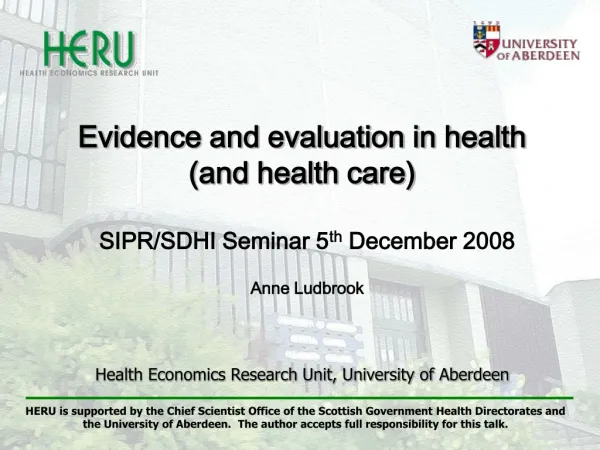 Evidence and evaluation in health (and health care)