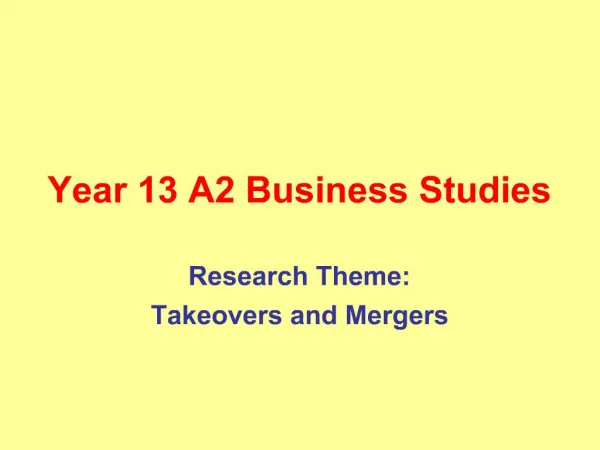 Year 13 A2 Business Studies