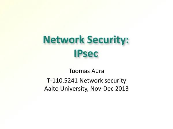 Network Security: IPsec