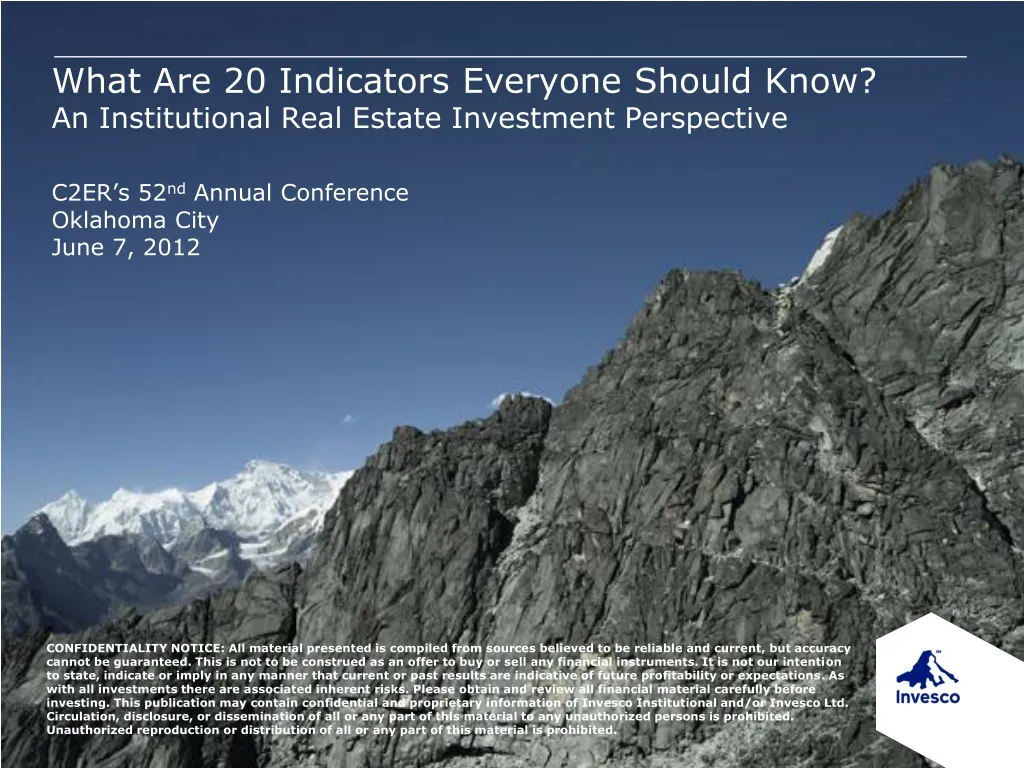 what are 20 indicators everyone should know an institutional real estate investment perspective