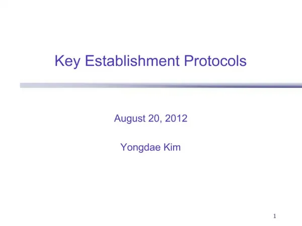 Key Establishment Protocols