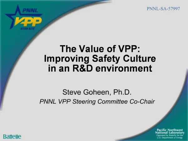 The Value of VPP: Improving Safety Culture in an RD environment