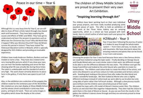 The children of Olney Middle School are proud to present their very own Art Exhibition.