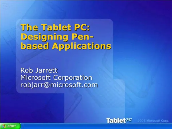 Rob Jarrett Microsoft Corporation robjarr@microsoft