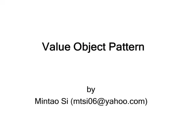Value Object Pattern