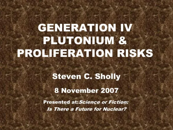 GENERATION IV PLUTONIUM PROLIFERATION RISKS