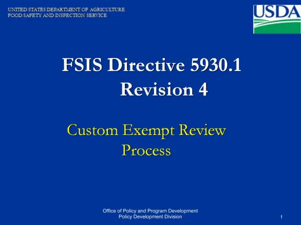 FSIS Directive 5930.1 Revision 4