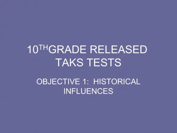 10TH GRADE RELEASED TAKS TESTS